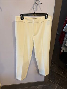 Club Monaco Cropped Textured White Dress Pants